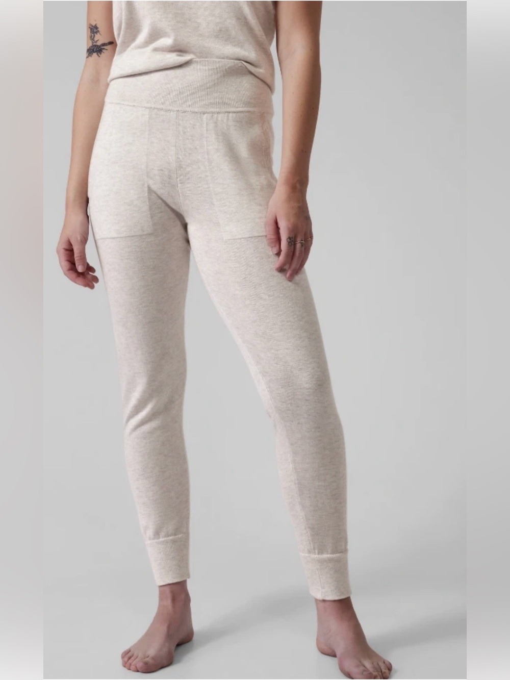 Athleta Daydream Sweater Sleep Jogger in Light Oatmeal Size XL